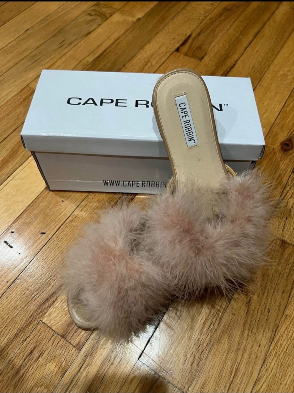Cape Robbin Nude Feather Slide Mules